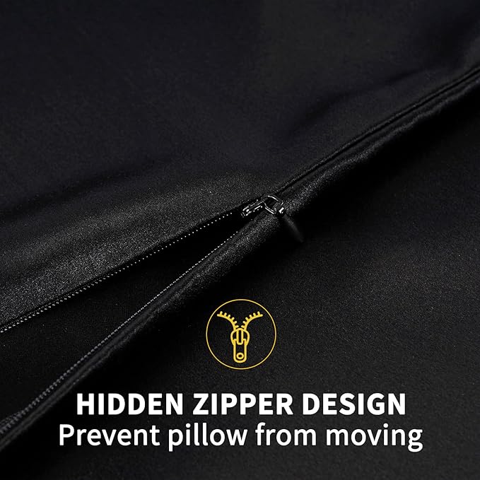 ZIMASILK 100% Pure Mulberry Silk Pillowcase for Hair and Skin Health,Soft and Smooth,Both Sides Premium Grade 6A Silk,600 Thread Count,with Hidden Zipper,1pc(Standard 20''x26'',Black)