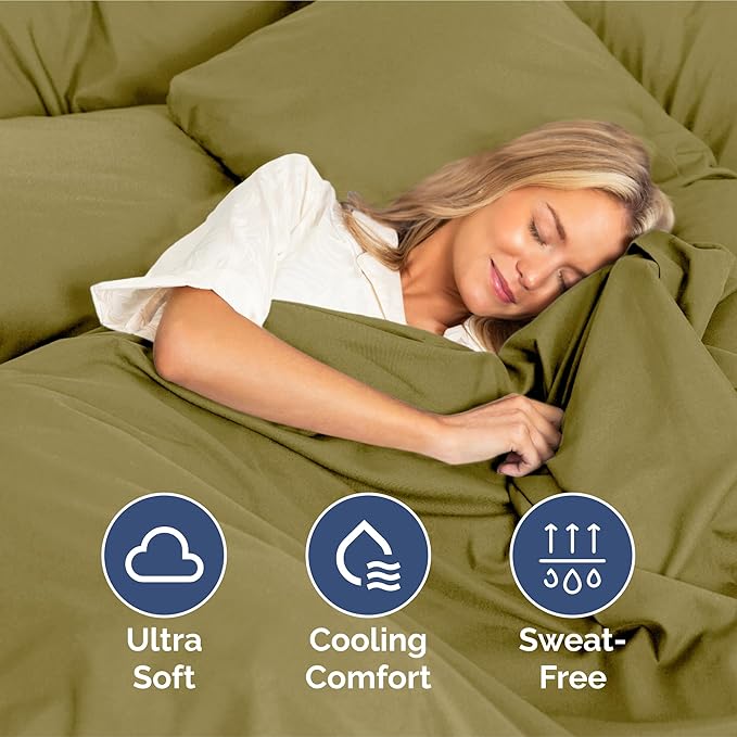 King Size 4 Piece Sheet Set - Extra Soft, Breathable and Cooling - Hotel Luxury Durable Bed Sheets for Women & Men - Deep Pockets, Easy-Fit & Wrinkle-Free - Olive Yellow Oeko-Tex