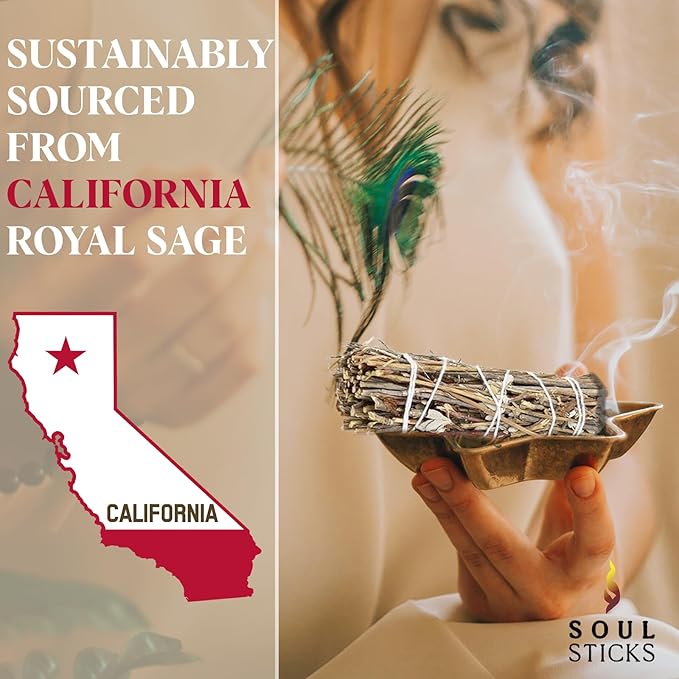 Soul Sticks 1 Pack 9 Inch Royal Sage Smudge Stick with Starter Guide | Floral Home Sage | House Blessing | Cleansing House | Smudging and Negative Energy | Big Smudge Stick