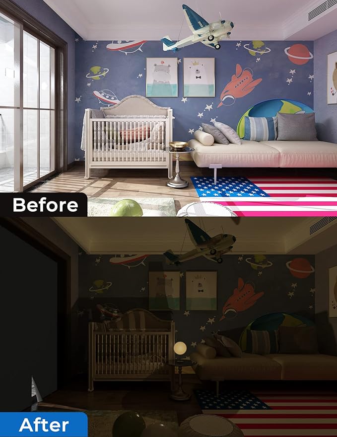 Sumobaby Blackout Curtains for Bedroom 50"x57" Portable No Drill Blackout Blinds with Heat-Resistant Magic Tapes,100% Black Out Window Cover Easy to Cut Fit for Home Cinema,Dorm Room,Nursery(Gray)