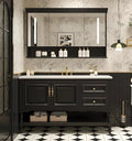 32" Bathroom Vanity with Sink,Freestanding Bathroom Vanity Large Storage Cabinet & Open Mirror Cabinet,2 Soft Closing Doors and 2 Drawers Solid Wood Luxury Bathroom Vanities Set,Black