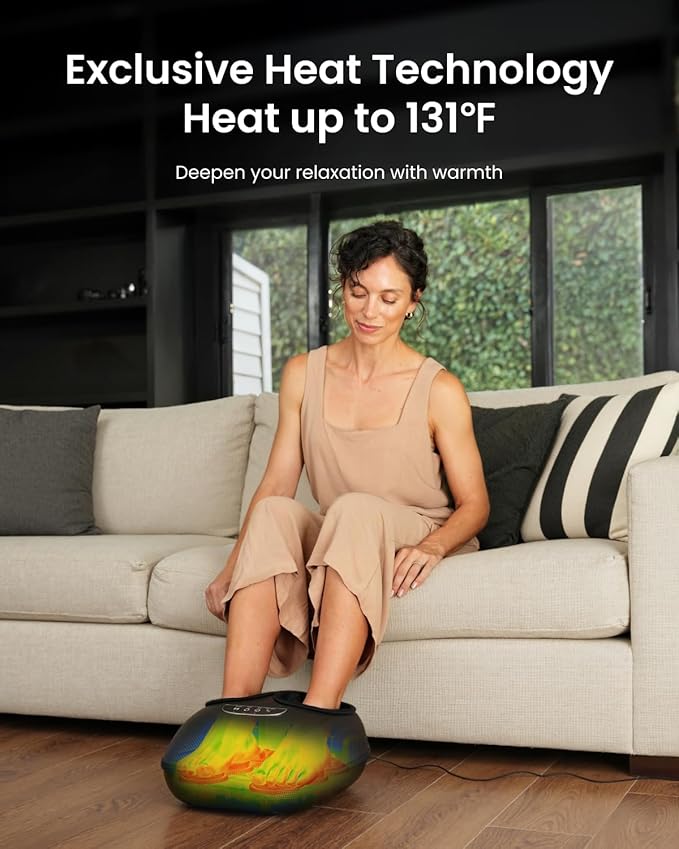 RENPHO Foot Massager with Heat, 3 Air Compression Modes & Levels, Full-Foot Kneading Shiatsu Foot Massage for Plantar Fasciitis & Neuropathy, for Women & Men Size up to 13