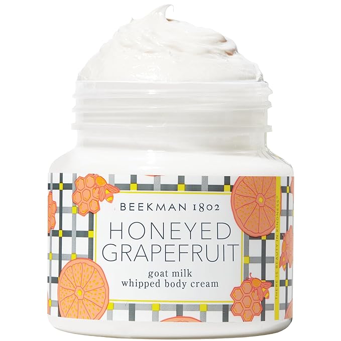 Beekman 1802 Whipped Body Cream, Honeyed Grapefruit - Scented - 8 oz - Intensely Hydrating & Softens Skin - With Goat Milk - Good for Sensitive Skin - Cruelty Free
