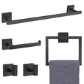 YACVCL Black Towel Bar Set 5-Piece Bathroom Hardware Accessories Set,SUS304 Stainless Steel Towel Rack Set,23.6 Inch Towel Bar,Toilet Paper Holder,Towel Ring and Towel Hooks,Wall Mounted