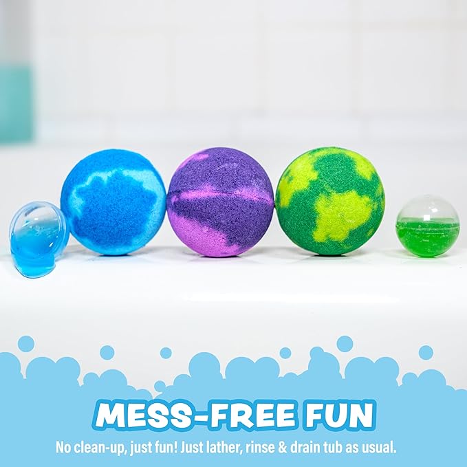 Tub Works Super Goo Bath Slime 'Surprise' Bombs, 6 Pack | Kids Bath Bombs With Surprise Inside | Nontoxic | Stretchy, Squishy Slime Soap | Sensory Fun for Kids
