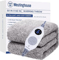 Westinghouse Electric Blanket Throw Size, Soft Plush Sherpa Heated Blanket with 6 Heating Levels & 2-10 Hours Auto-Off, Machine Washable, 50x60 inches, Charcoal