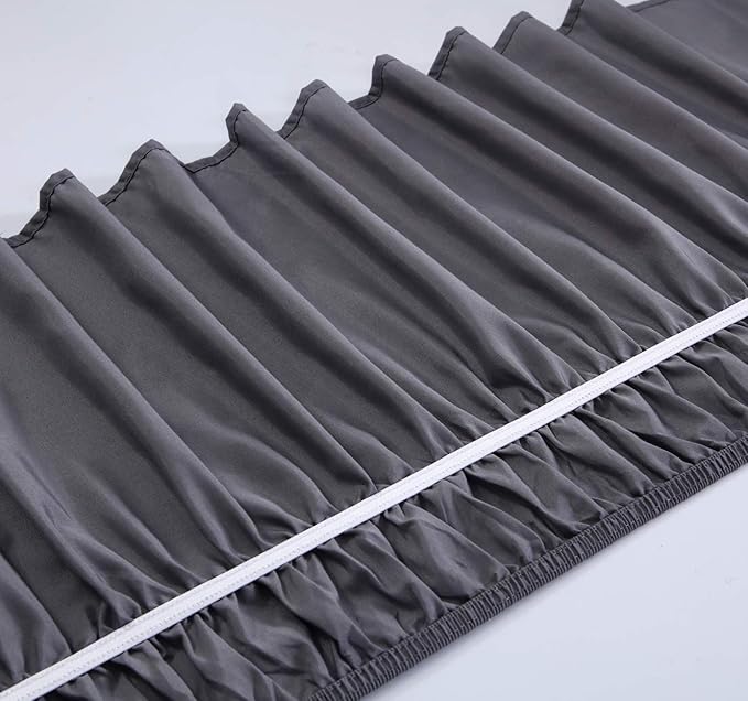 MEILA Wrap Around Bed Skirt Three Fabric Sides Elastic Dust Ruffled 18 Inch Tailored Drop,Easy to Install Fade Resistant-Dark Grey, Twin/Full