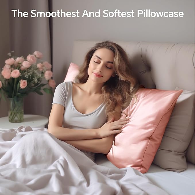 INFIIXSO Mulberry Silk Pillowcase for Hair and Skin, Silk Pillow Cases King Size with Hidden Zipper 20"x40", Extraordinary Smooth and Soft Cooling Pillow Cases for Hot Sleepers(Rose Pink, 1 Pack)