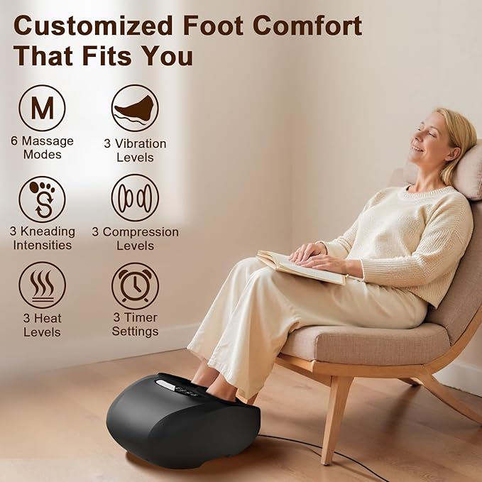 Shiatsu Foot Massager Machine with Heat : Deep Kneading Foot Massager with Vibration & Compression for Plantar Fasciitis & Neuropathy - for Women & Men,Relax for Home Office Use