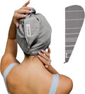 Sand Cloud Hair Towel Wrap for Women & Men, (Grey, Classic) - 100% Turkish Cotton Quick Hair Drying Towel Wrap - Absorbent Half Terry Weave Hair Plop Head Towel Wrap with Binding Edge