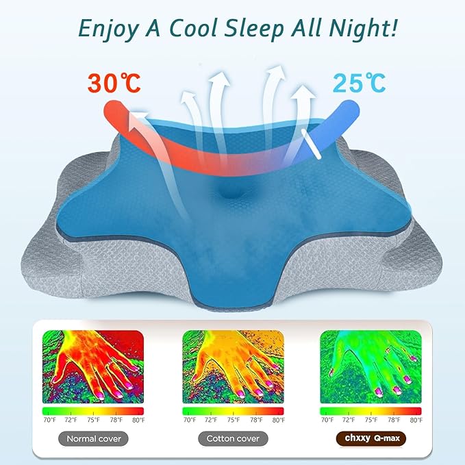 Cervical Neck Pillow for Pain Relief Sleeping, Contour Memory Foam Pillow, Ergonomic Side Sleeper Pillow for Adults, Cooling Orthopedic Neck Support Pillow for Back Stomach Sleepers