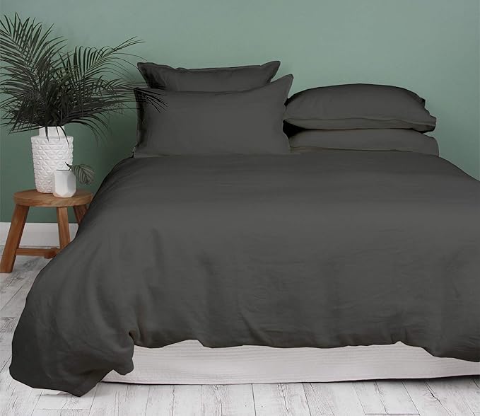 Queen Duvet Cover 1000 Thread Count 100% Egyptian Cotton Luxury Hotel Quality Elephant Grey Quilt Cover & Pillow Sham - 3 Piece Duvet Cover Set with Zipper Closure, Corner Ties