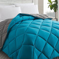 Cosybay Down Alternative Comforter (Algiers Blue/Dark Grey, Queen) - All Season Soft Quilted Queen Size Bed Comforter - Duvet Insert with Corner Tabs -Winter Summer Warm Fluffy, 88x92inches