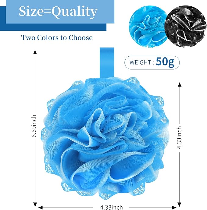 Bath Loofah Sponge Back Scrubber Shower Sponge Soft Mesh Exfoliator Pouf Shower Ball Bath Sponges for Women and Men Bath Accessories