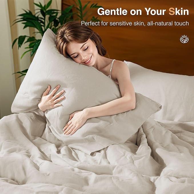 SONORO KATE 100% French Linen Duvet Cover King Size, Soft Breathable for Hot Sleepers, Moisture Wicking & Durable Cover Set - Zipper Closure & 4 Corner Ties Duvet Covers 3 Piece (Linen,King)