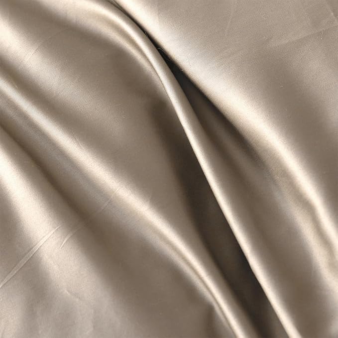 PURE ERA Duvet Cover Set Queen 800 Thread Count Long Staple Cotton Sateen Silky Soft Luxurious Smooth 3 Piece Set Dark Dessert Beige Queen