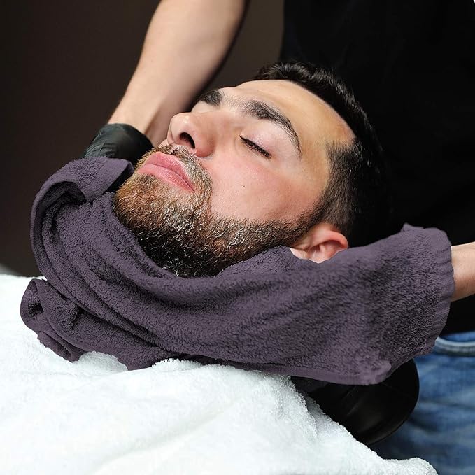 Arkwright Bleach Proof Salon Towels - Pack of 12 - Highly Absorbent, 100% Cotton, Quick Dry Spa Face Towel for Hair Stylist, Barber, Pedicure, and Esthetician, 16 x 27 in, Eggplant