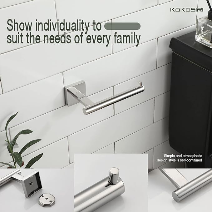 KOKOSIRI Toilet Paper Holder for Bathroom Toilet Roll Holder Hold Mega Rolls Polished Chrome Stainless Steel B2005CH