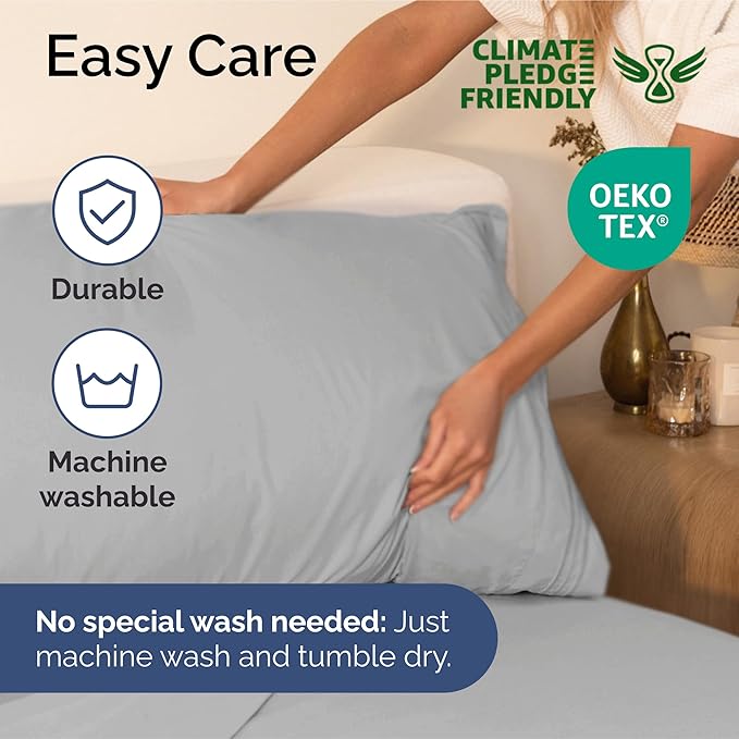 King Size 4 Piece Sheet Set - Extra Soft, Breathable & Cooling Sheets - Hotel Luxury Durable Bed Sheets for Women & Men - Deep Pockets, Easy-Fit & Wrinkle-Free Sheets - Soft Grey Oeko-Tex Bed Sheets