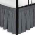 Biscaynebay Wrap Around Bed Skirts with Split Corners for King Beds 15" Drop, Dark Grey Adjustable Elastic Dust Ruffles Easy Fit Wrinkle Resistant Silky Luxurious Fabric Machine Washable