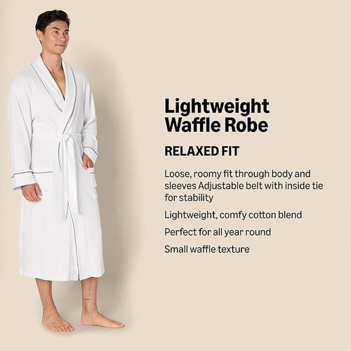 Amazon Essentials Mens Lightweight Waffle Bathrobe (Available in Big & Tall)
