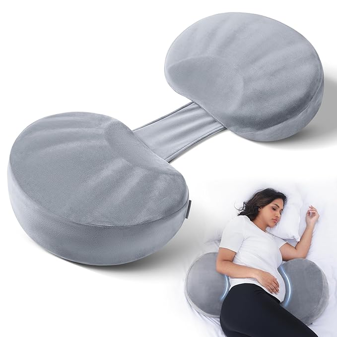 Pregnancy Pillow for Sleeping Memory Foam Maternity Pillow for Side Sleepers, Adjustable Travel Wedge Pillow Support for Back, Belly, and HIPS for Pregnant Women, Vevet Grey