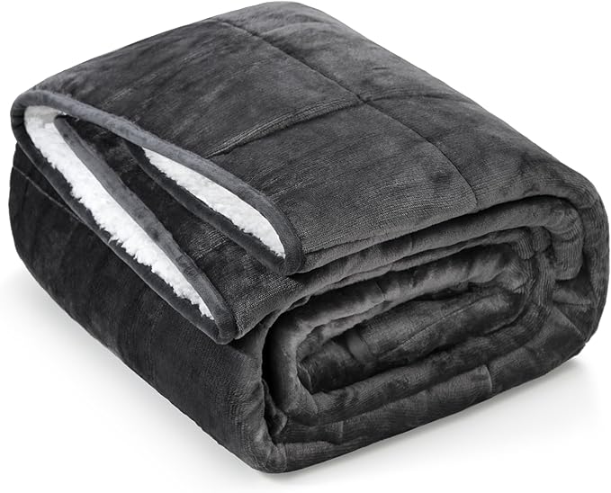 Weighted Blanket 10 lbs 48x72 inches, Sherpa Fleece Throw Blanket for Couch Sofa, Plush Thick and Warm Blanket for Adults, Fuzzy Fluffy Soft Cozy Heavy Blanket Twin Size Bed