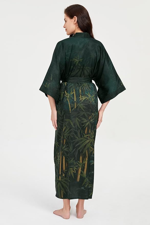 PRODESIGN Kimono Robe for Women - Long Satin Sleepwear Silky Kimono Cover-Up Nightgown Japanese Bathrobe Loungewear Blouse