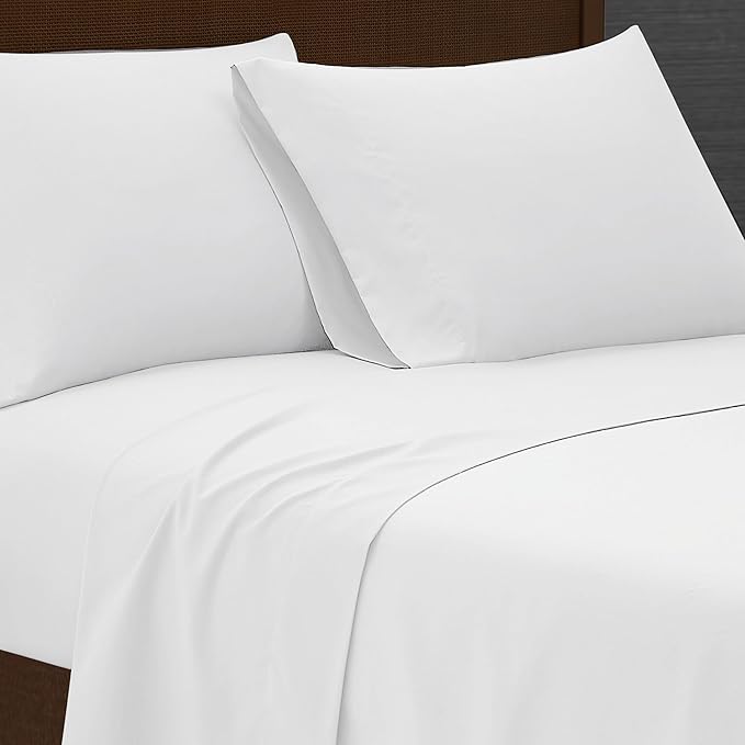 London Fog Garment Washed Solid Sheet Set White Microfiber 4-Piece King Sheet Set, Solid Themed, Deep Pocket, Adult and Teen, Oeko-TEX Certified