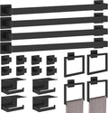 20-Pieces Matte Black Bathroom Hardware Set, 24 Inch Bath Towel Bar Set, Stainless Steel Towel Racks for Bathroom Wall Mounted