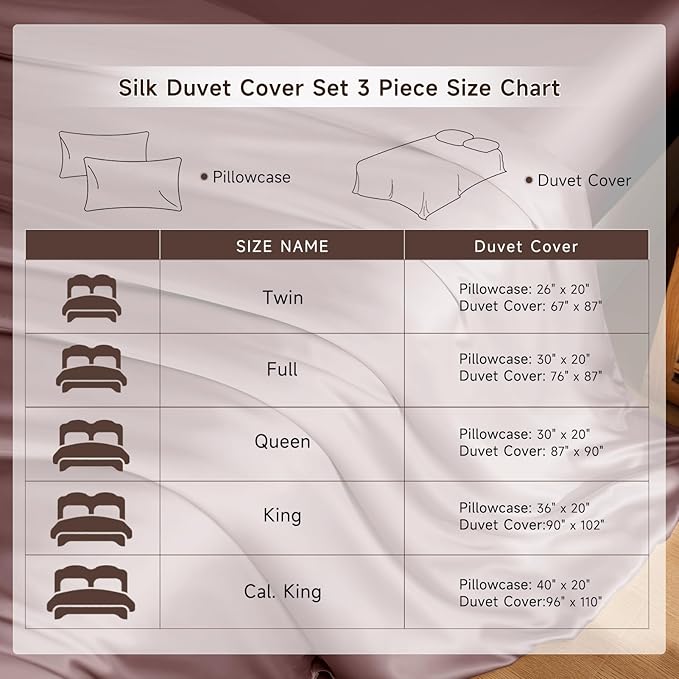 THXSILK 100% Pure Mulberry Silk Duvet Cover Set 3 Piece, 6A+ Grade Luxury Soft Bedding Silk Sheets for Hair and Skin, 1 Pcs Duvet/Quilt/Comforter Cover with 2 Zippered Pillowcases (Purple, Twin)