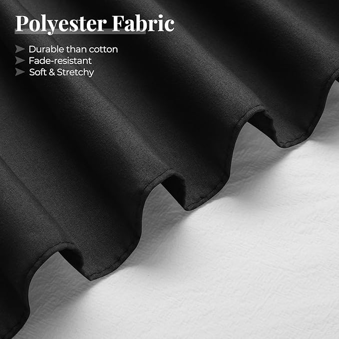 RIMELA Bed Skirting Queen Size Black Bed Skirt 25 Inch Drop, Wrap Around Elastic Adjustable Bedskirt, Dust Ruffle for Bed Frame & Box Spring Soft Durable Fabric Machine Washable Easy to Install