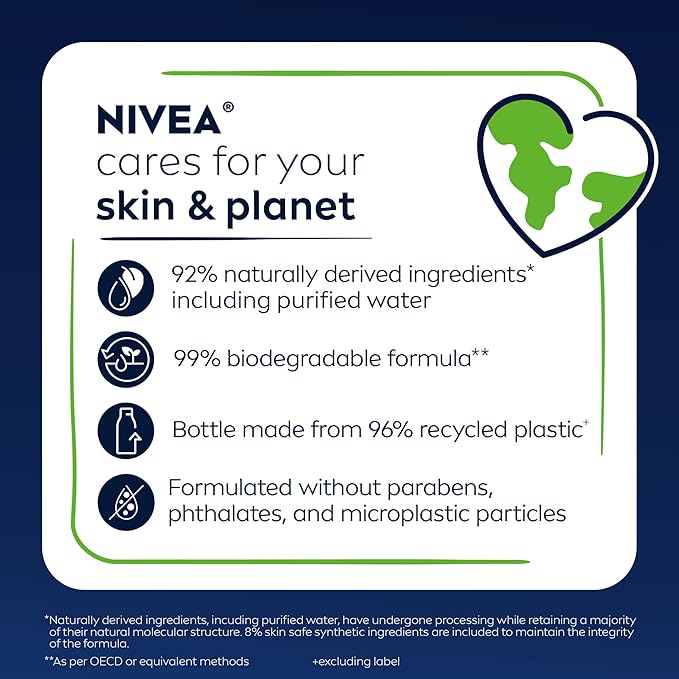 NIVEA Men Active Clean Body Wash with Natural Charcoal for Normal to Oily Skin, 3-in-1 Charcoal Body Wash, Face and Hair, Draws Out Dirt and Impurities, 30 Fl Oz Bottle