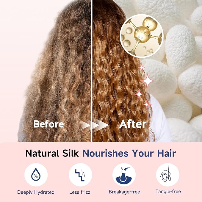 Umisleep Silk Bonnet, Soft Hair Bonnet for Sleeping, Real Mulberry Silk Lining, Bonnets for Women Hair Care, Double Layer Hair Cap with Tie, Large Silk Hair Wrap for Curly Long Hair, Blush Pink