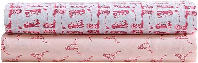 Wrangler - Queen Bed Sheets, Ultra-Soft & Lightweight Bedding with Matching Pillowcases, Lightweight Bed Set for All Season Comfort, Oeko-Tex Certified (Knockin Boots Pink)
