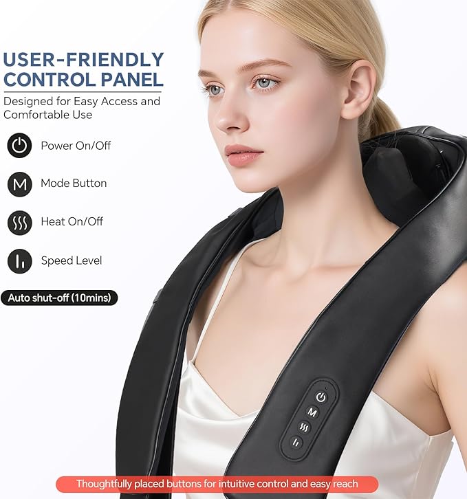 Cordless Neck Shoulder Massager with Heat for Pain Relief Deep Tissue, Upgraded Straps, Kneading, Shiatsu Back Neck Massager Pillow for Neck, Shoulders Back, Gifts for Men Women Mom Dad