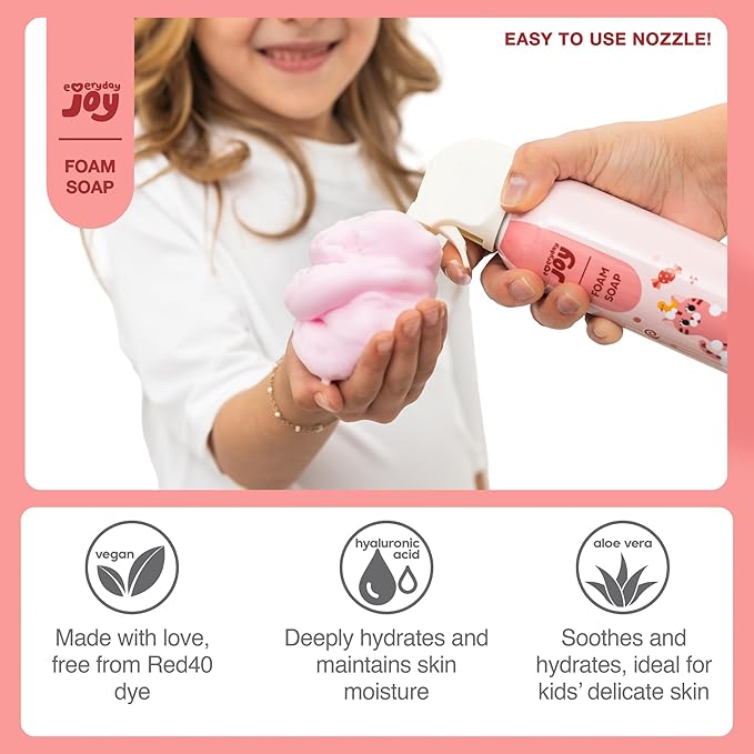 Fluffy Foam Soap for Kids Bath and Hand Washing - Hypoallergenic Fun Colorful Foamy Cleanser for Sensory Play, Bathtime Art, Washing - Moisturizing Formula with Aloe and Hyaluronic Acid - 5 Pack