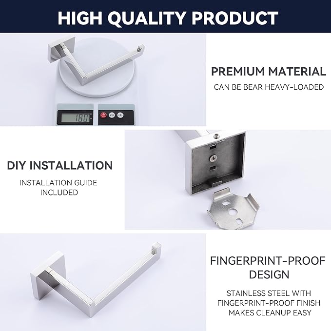 LANC Chrome Toilet Paper Holder, Bathroom Silver Toilet Paper Roll Holder Wall Mounted for Bathroom Washroom Modern TP Tissue Holder Dispenser 304 Stainless Steel Polished Right, A8807CP