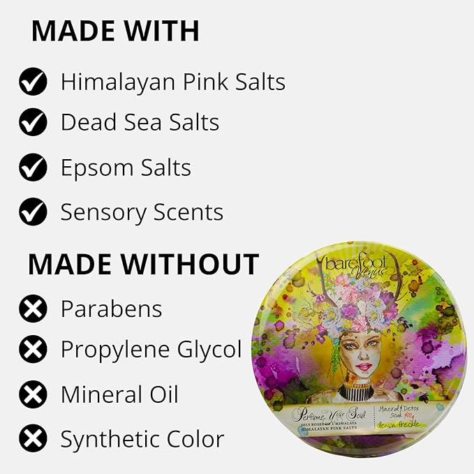 Barefoot Venus Himalayan Pink Salts Mineral & Detox Bath Soak (Lemon Freckle, 400 Grams)