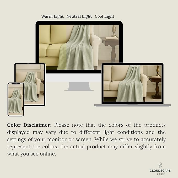 Cloud Scape Linen 8-Layer Muslin Blanket King Size for Adult - 100% Cotton, Breathable and Soft, Perfect Winter Cozy Blanket, Fits up to California King Bed, 92x108, Seafoam