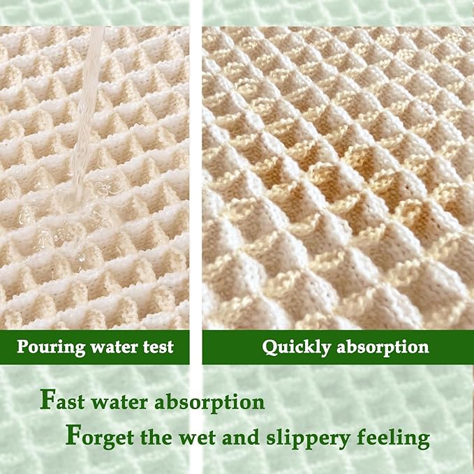 ZALL Beige Waffle Bath Mat,Super Absorbent Non Slip Bathroom Rug,Cream 24x36inch,Machine Washable Ultra Soft Floor Mats