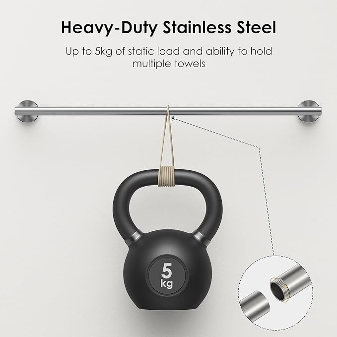 FORIOUS Bathroom Hardware Accessories Set, SUS304 Stainless Steel 24 Inch Towel Bar Set, Modern Towel Racks Holder for Bathroom Wall Mounted, 4 Pieces, Brushed Nickel