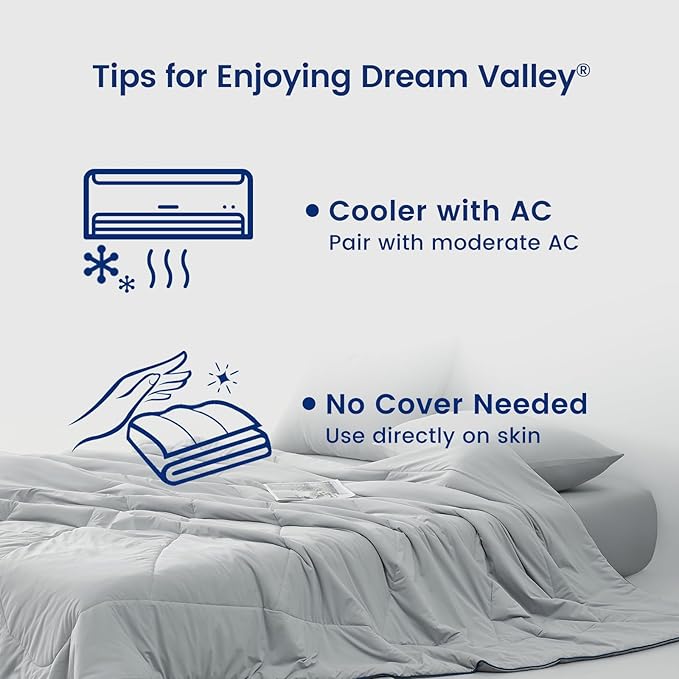 Dream Valley® Outlast® Cooling Comforter, Throw Size, Breathable NASA-Grade Space Technology Blanket for Hot Sleepers Night Sweats, Q-Max > 0.45 Aerocool™ Breathable, Cool Grey, 60"x80"