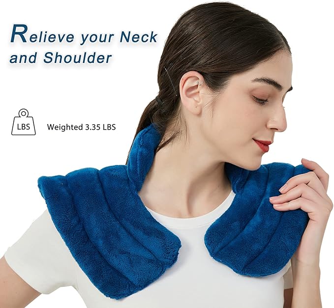 Microwavable Heat Pad for Neck and Shoulders, Weighted Microwave Moist Heating Wrap for Pain Relief Sore Muscle Stress Tension, Heated Wrap with Aromatherapy, Hot & Cold Compress, Grey