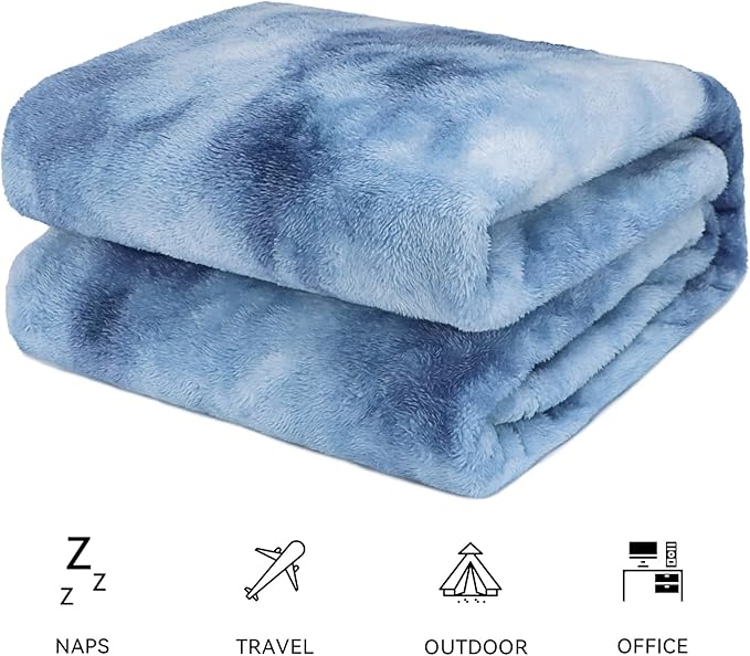 Fleece Throw Blanket Cozy Soft Lightweight Throw Blankets Warm Plush Haze Blue fall blankets and throws Couch Sofa Bed Camping Travel Picnic Outdoor Blanket Bedding Kid Baby Boys Girls Adults 50x70 in