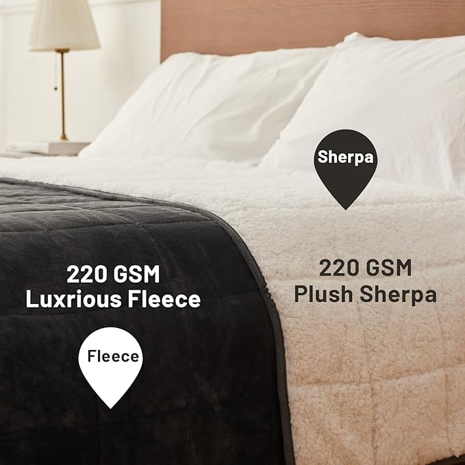 Weighted Blanket 10 lbs 48x72 inches, Sherpa Fleece Throw Blanket for Couch Sofa, Plush Thick and Warm Blanket for Adults, Fuzzy Fluffy Soft Cozy Heavy Blanket Twin Size Bed