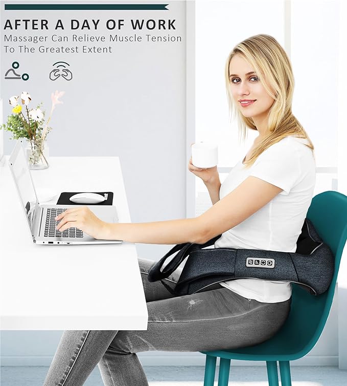 Mo Cuishle Shiatsu Neck and Back Massager with Heat – Deep Kneading for Shoulder and Neck – Ideal Gift for Men, Women, Mom, Dad Him & Her – Perfect for Christmas, Mother's Day, Father's Day, Birthdays