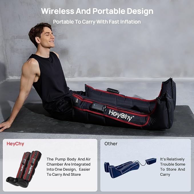 Air Compression Massager, Foot and Leg Air Compression Massager with 5 Pressure Levels, Cordless and Portable Design, for Runners and Travelers (Large)