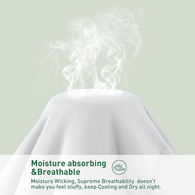 100% Viscose Made from Bamboo Comforter for Hot Sleepers- Breathable Cooling Silky Soft Duvet Insert Cal King Size-with 8 Corner Tabs- All Season Comforter (104x96 Inches, White)