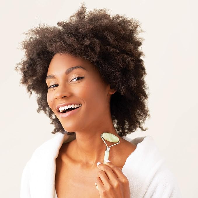 Plum Beauty Jade Roller for Face - Improves Skin Tone and Blood Circulation - Skin Care Face Roller Reduces Under-Eye Puffiness and Dark Circles (Pack of 2)